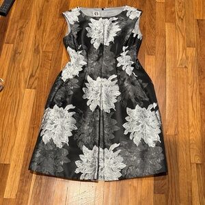 Anne Klein Black and White Floral Midi Dress